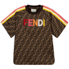 FENDI GIRLS BROWN FF LOGO T-SHIRT