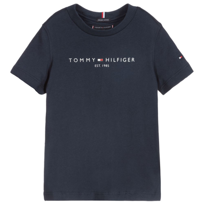 Tommy Hilfiger Kids' Boys Blue Cotton Logo T-shirt