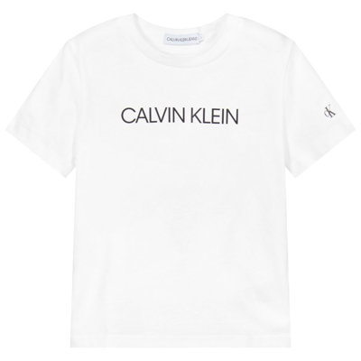 Calvin Klein Jeans Est.1978 Boys White Organic Cotton T-shirt
