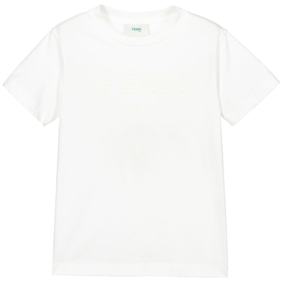Fendi Babies' White Cotton Logo T-shirt
