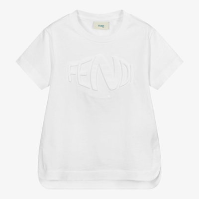 Fendi Babies' White Cotton Logo T-shirt
