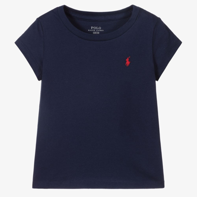 Ralph Lauren Babies' Girls Navy Blue T-shirt