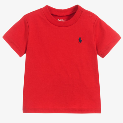 Ralph Lauren Boys Red Cotton Baby T-shirt