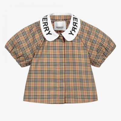 Burberry Girls Baby Beige Check Blouse