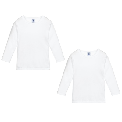 Petit Bateau White Organic Cotton Waistcoats (2 Pack)