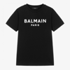BALMAIN TEEN BLACK LOGO T-SHIRT