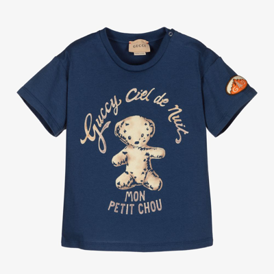 Gucci Babies' Blue Cotton Logo T-shirt