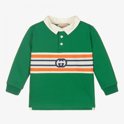 Gucci Babies' Boys Green Logo Polo Shirt