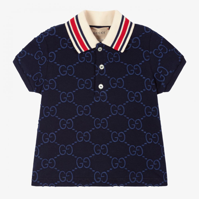 Gucci Babies' Ivory & Blue Logo Polo Shirt
