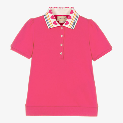 Gucci Babies' Girls Pink Cotton Polo Shirt