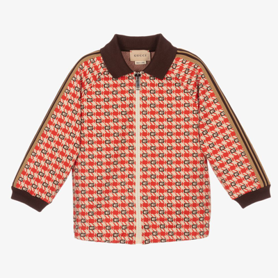 Gucci Babies' Ivory & Red G Zip-up Top