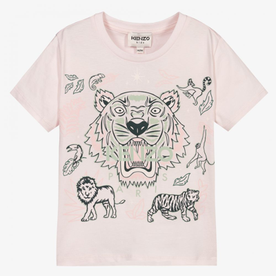 Kenzo Babies' Girls Pink Cotton Tiger T-shirt