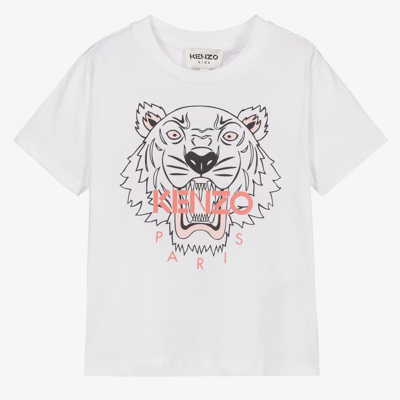 Kenzo Babies' Girls White Cotton Tiger T-shirt