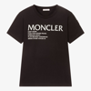 MONCLER TEEN BLACK MOTTO T-SHIRT