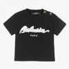 BALMAIN BLACK LOGO COTTON T-SHIRT