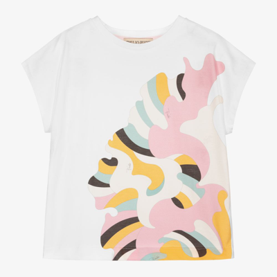 Emilio Pucci Babies' Girls White Ranuncoli T-shirt