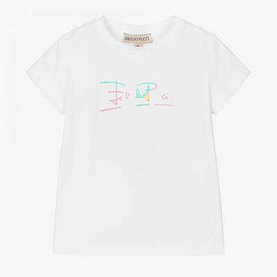Emilio Pucci Babies' Girls White Logo T-shirt
