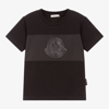 MONCLER BOYS BLACK COTTON LOGO T-SHIRT