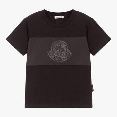 Moncler Kids' Boys Black Cotton Logo T-shirt