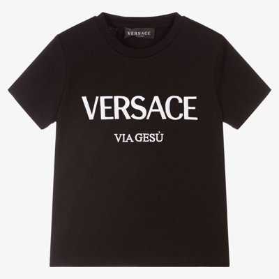 Versace Babies' Boys Black Cotton Logo T-shirt