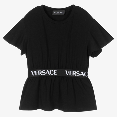 Versace Babies' Girls Black Logo T-shirt