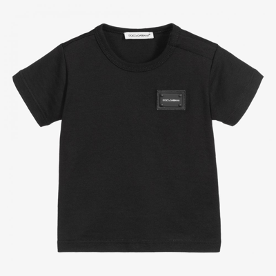 Dolce & Gabbana Black Cotton Baby T-shirt In Navy