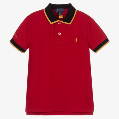 Ralph Lauren Kids' Boys Red Piqué Polo Shirt
