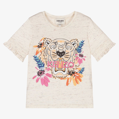 Kenzo Babies' Girls Ivory Tiger T-shirt