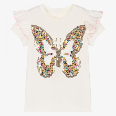 Childrensalon Occasions Kids' Girls Ivory Butterfly Sequin Top