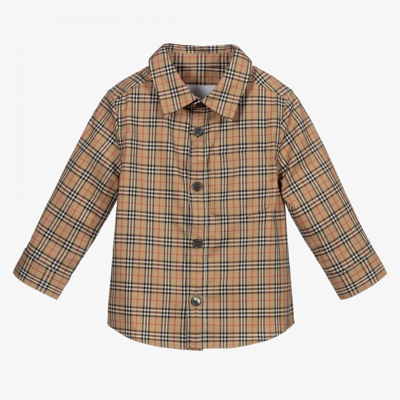 Burberry Baby Boys Beige Check Shirt In Archive Beige Ip Chk