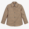 BURBERRY BOYS BEIGE COTTON MICROCHECK SHIRT