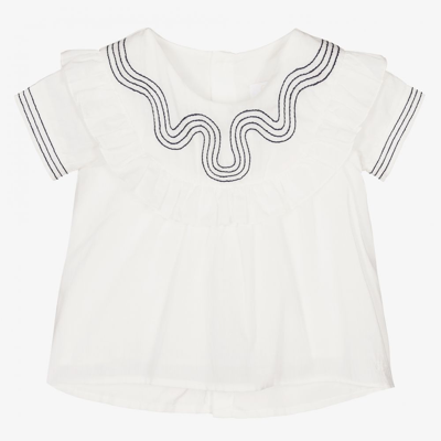 Chloé Babies' Girls White Frilled Percale Blouse