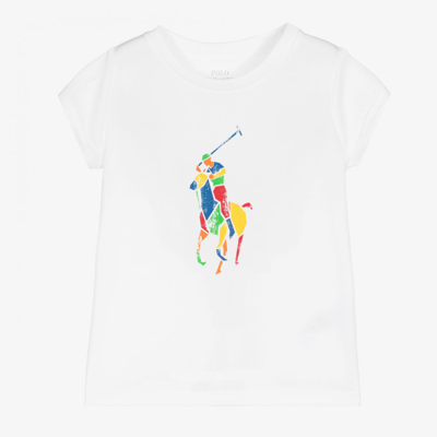 Ralph Lauren Babies' Girls White Logo T-shirt