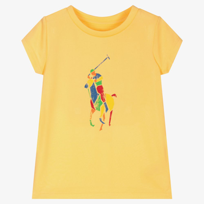 Ralph Lauren Babies' Girls Yellow Logo T-shirt