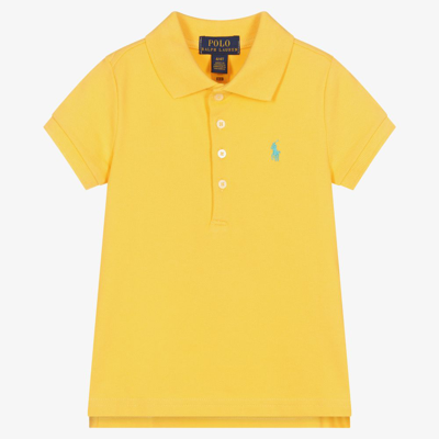 Ralph Lauren Babies' Girls Yellow Cotton Polo Shirt