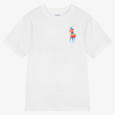 Ralph Lauren Babies' Boys White Logo Cotton T-shirt