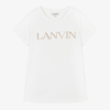 LANVIN GIRLS WHITE COTTON LOGO T-SHIRT