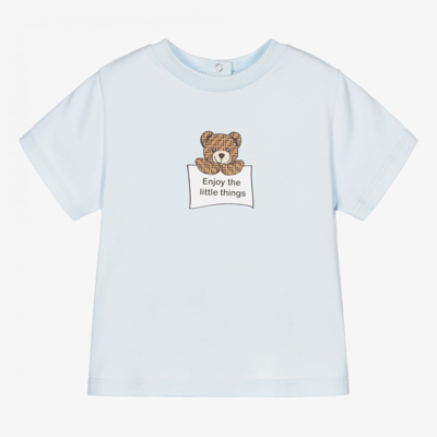Fendi Babies' Bear Graphic-print Cotton-blend T-shirt 6-24 Months In Blue