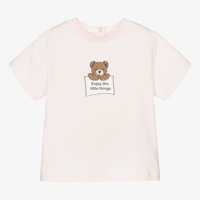 Fendi Girls Pink Cotton Baby T-shirt