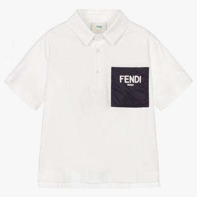 Fendi Babies' Boys White Cotton Polo Shirt