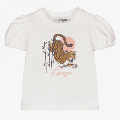 Kenzo Babies' Girls Ivory Leopard T-shirt