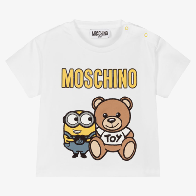 Moschino Baby White Cotton Baby T-shirt