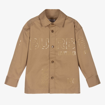 Burberry Babies' Boys Beige Cotton Logo Shirt