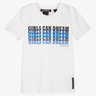 Nik & Nik Kids' Girls White Cotton T-shirt