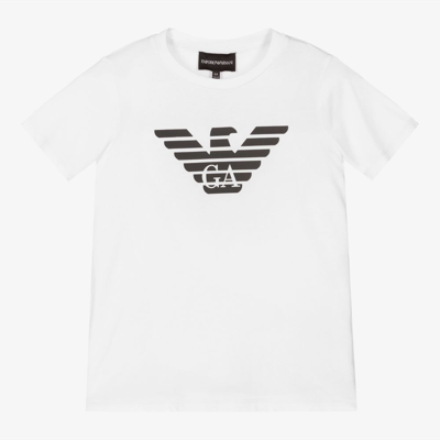 Emporio Armani Kids' Boys White Cotton T-shirt