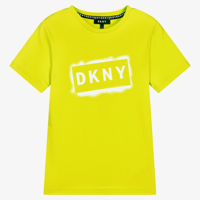 Dkny Boys Teen Lime Green T-shirt In Yellow