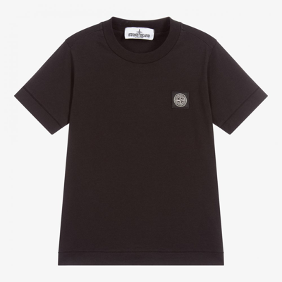 Stone Island Junior Kids' Boys Black Logo Badge T-shirt