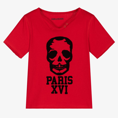 Zadig & Voltaire Babies' Boys Red Cotton Skull T-shirt