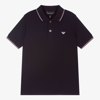 Emporio Armani Embroidered Logo Polo Shirt In Blue