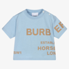BURBERRY BLUE COTTON LOGO BABY T-SHIRT